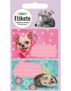 Етикети за тетрадка Street, опаковка 10, cute animals