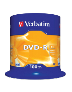 DVD-R Verbatim 4.7GB 16x, опаковка 100 броя на шпиндел