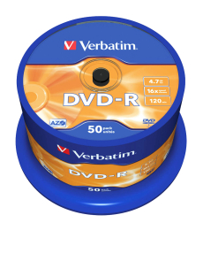 DVD-R Verbatim 4.7GB 16x, опаковка 50 броя на шпиндел