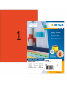 Етикети Herma Superprint 297х210mm,100 листа,100 броя,черв