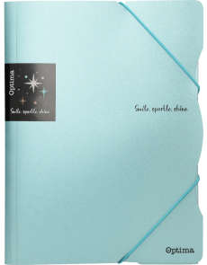 Папка с ластик Optima, А4, блестящи цветове, асорти