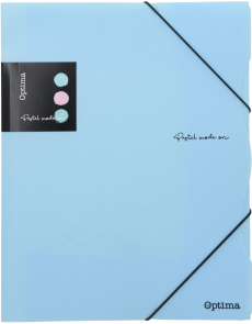 Папка с ластик Optima, А4, пастелни цветове, асорти