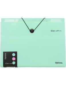 Папка Optima, А4, с 6 отделения, пастелни цветове, асорти