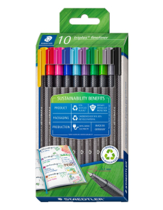 Комплект тънкописци Staedtler 334 rPP, 10 цвята