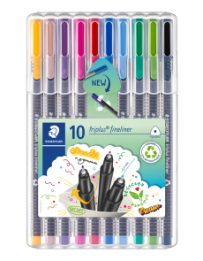 Комплект тънкописци Staedtler 334, 10 цвята в кутия