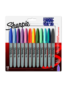 Комплект перманентни маркери Sharpie Mystic Gems, F, 12 цвята