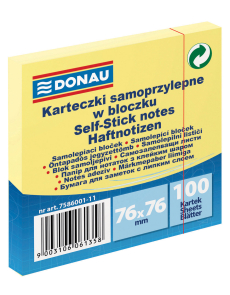 Самозал. листчета Donau 76х76mm, 100л, жълти