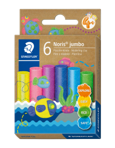 Пластилин Staedtler Noris Jumbo, 6 цвята, glitter