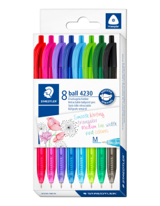 Химикалка Staedtler 423 триъг, с мех, оп.8, асорти