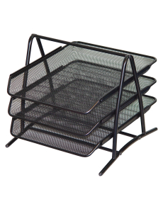 Хоризонтална поставка, 3 броя, метална мрежа, черна